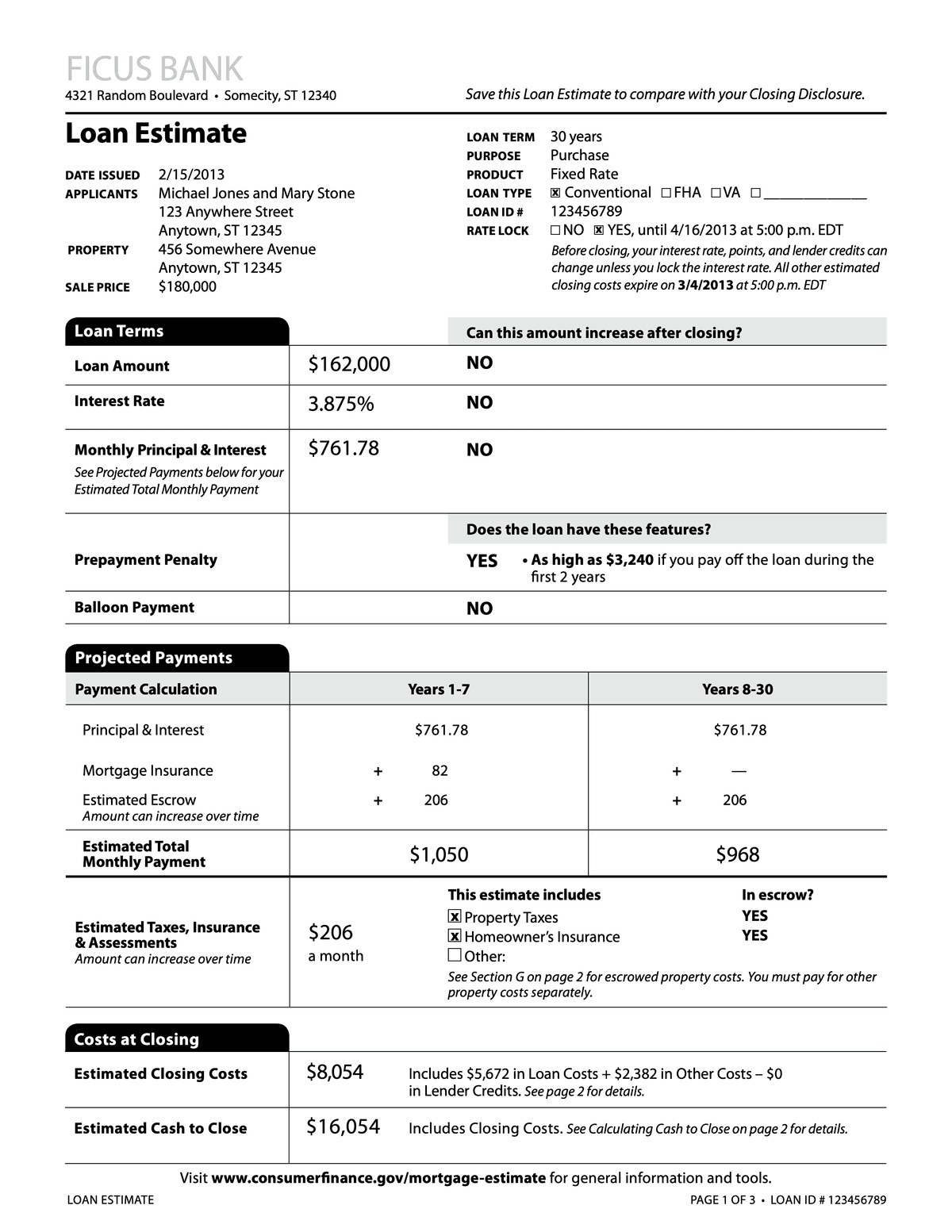 Page 1 — Loan Terms